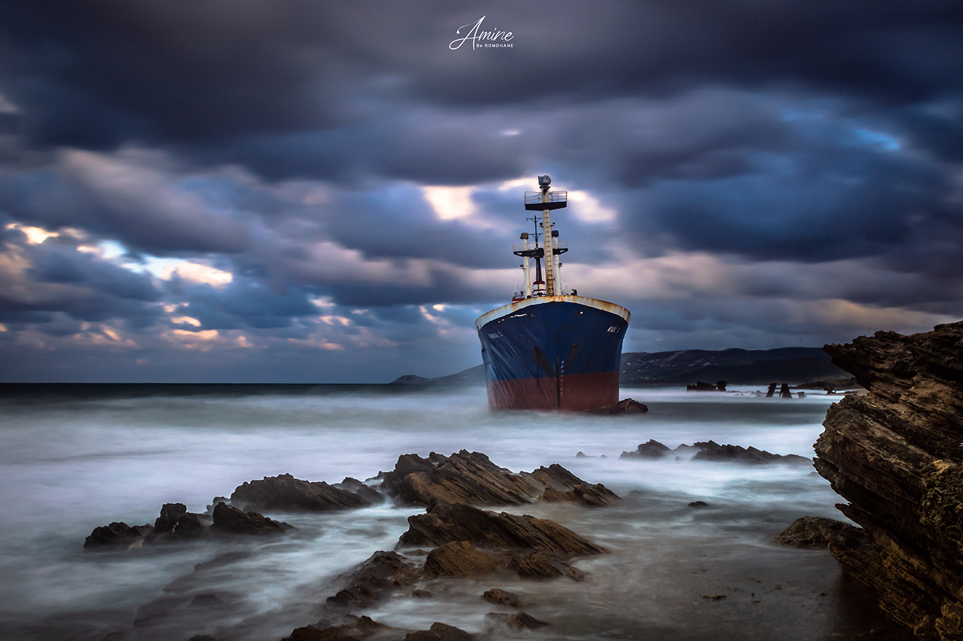 Wreck of HAMADA S cargo ship in a stormy day by Amine Be Romdhane